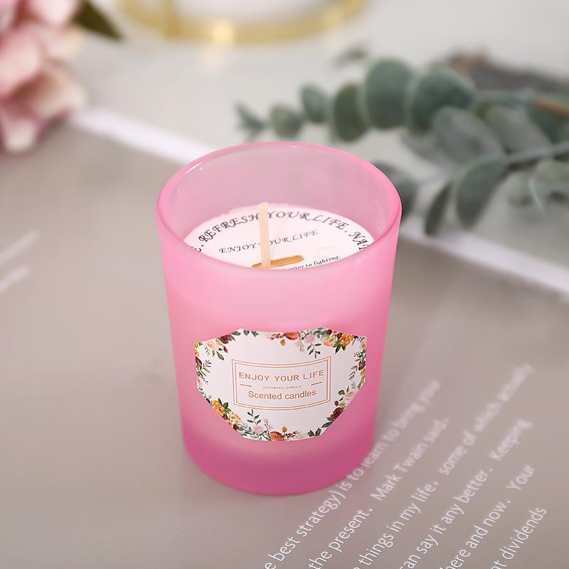New Glass Cup Aromatic Candle Romantic Fragrance Soy Wax Aromatic Candle Lover Gift