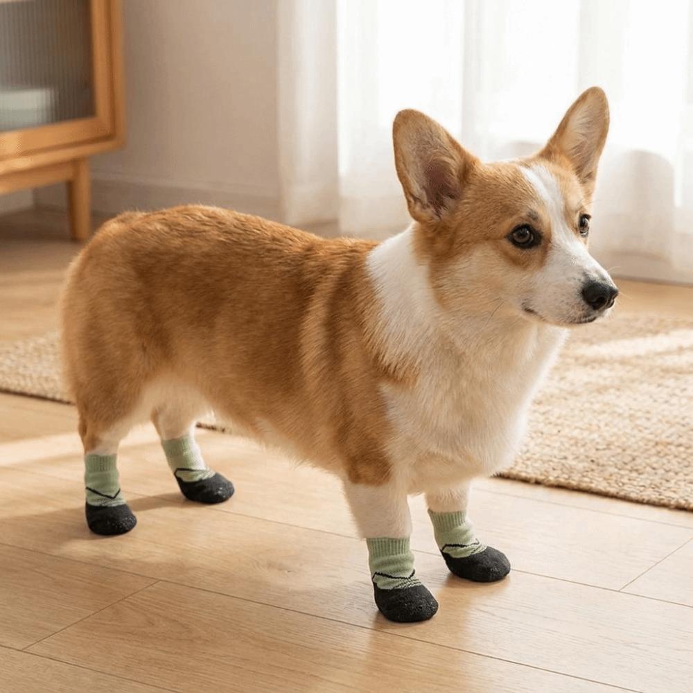 4PCS Breathable Non-slip Dog Shoes Waterproof Pet Paw Protector Soft Pet Knitted Socks Walking