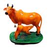 Handicraft Decorative Polystone Cow and Calf Big Statue/Idol for Gift Home Decor 8 Inch (Orange), Religious