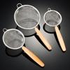 Wooden Handle Stainless Steel Small Colander Fine Mesh Oil Strainer Multi-Function Filter Mesh Flour Sifter Kitchen Baking Tools