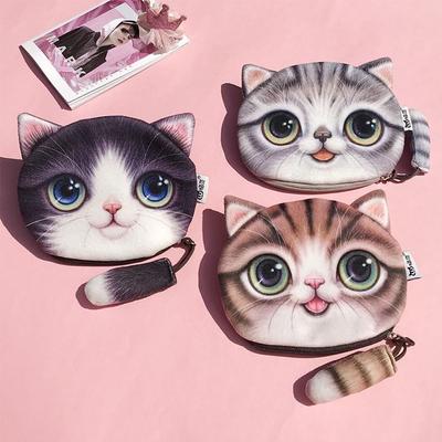 Креативный 3D кошелек-монетница в виде мордочки кошки, мягкая плюшевая сумочка для мелочи с дизайном кошачьего хвоста, косметичка, сумка для телефона с рисунком животного для женщин и девушек
