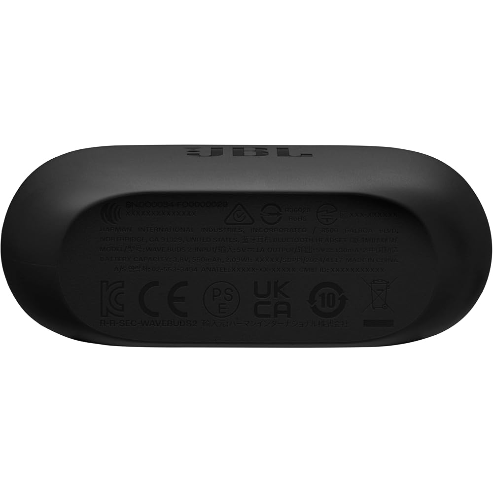 JBL WAVE BUDS 2 Полностью беспроводные наушники: Bluetooth, Активное шумоподавление, Мультипоинт, Защита от воды и пыли IP54, Совместимость с приложением, USB Type-C, Bl