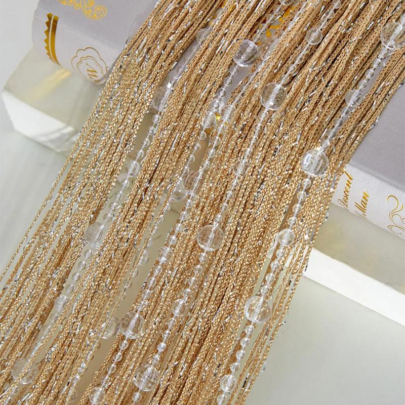 Living Room Divider Crystal Bead String Curtain 1X2 M Tassel Fringe Door Curtain for White Salon and Sheer Wedding Decoration