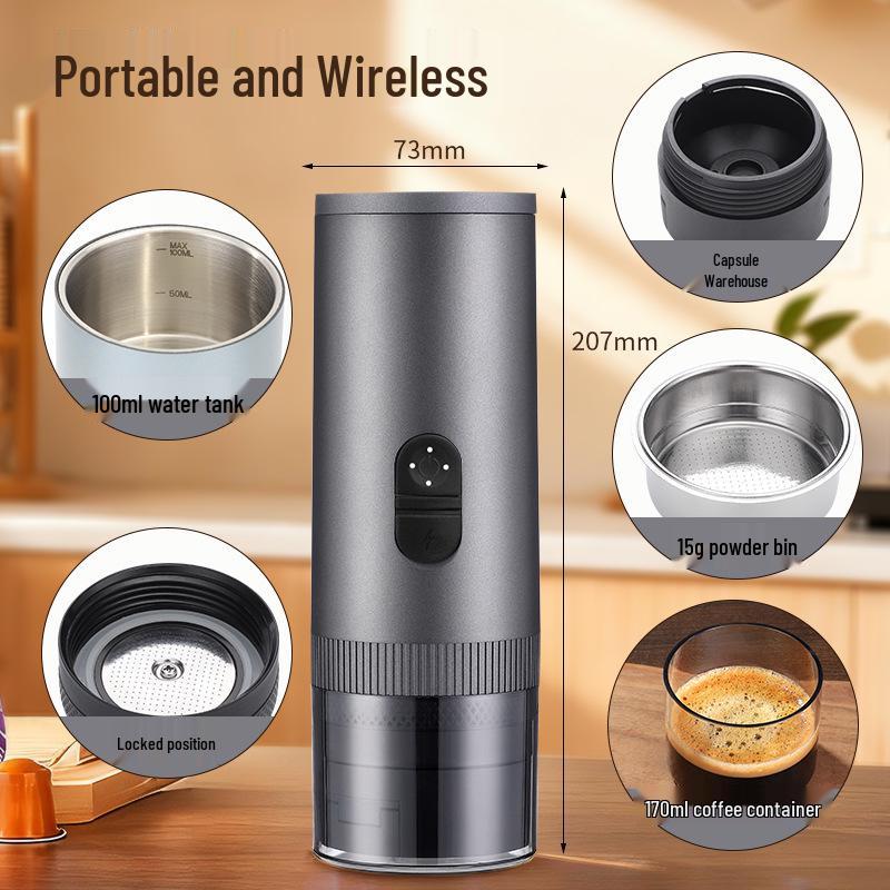 Portable Electric Espresso Machine with Digital Display for Travel