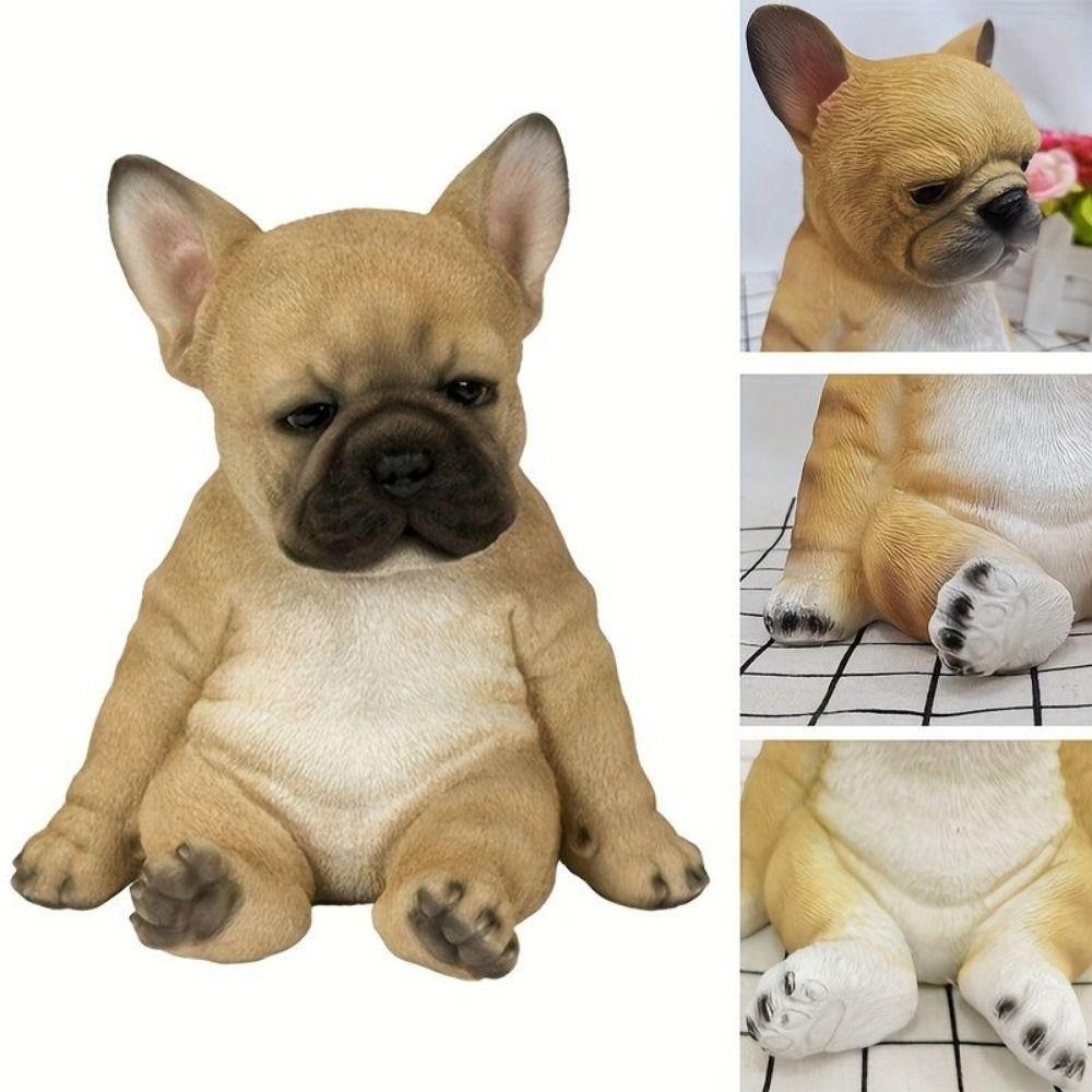 Смола ремесло бульдог щенок статуи мультфильм моделирование животных скульптуры рабочего стола