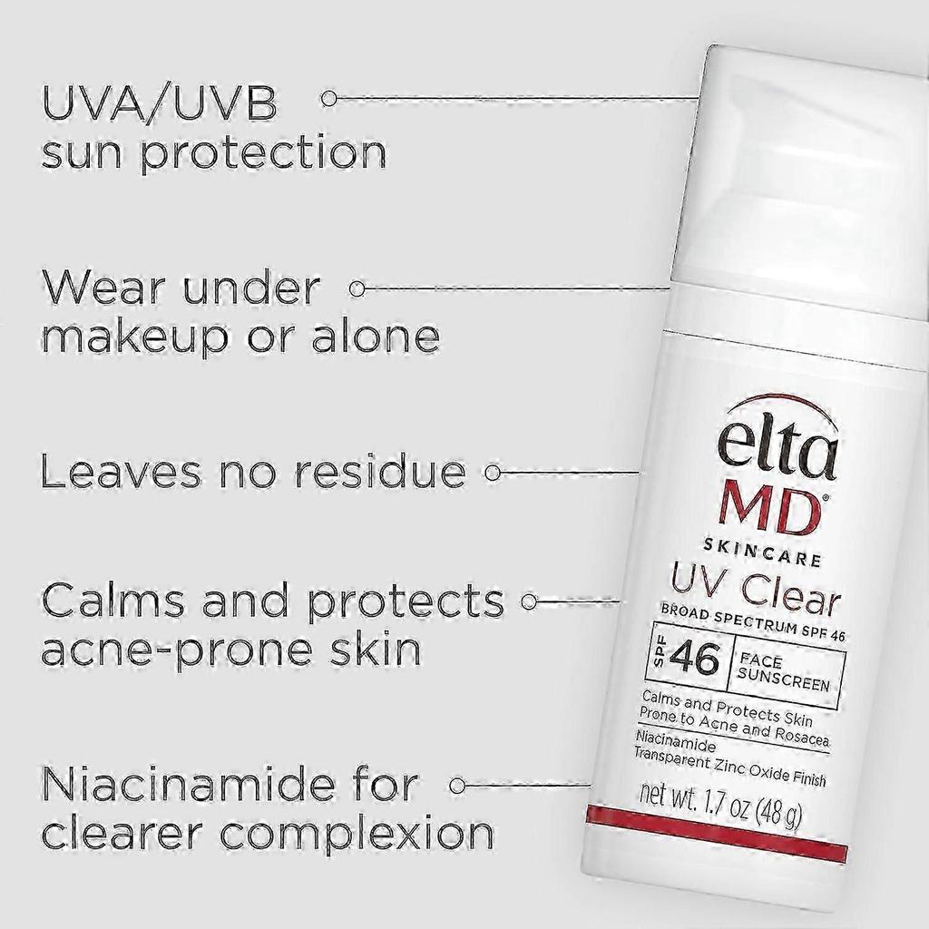 EltaMD UV Clear Солнцезащитный крем для лица SPF 46, Безмасляный солнцезащитный крем с оксидом цинка