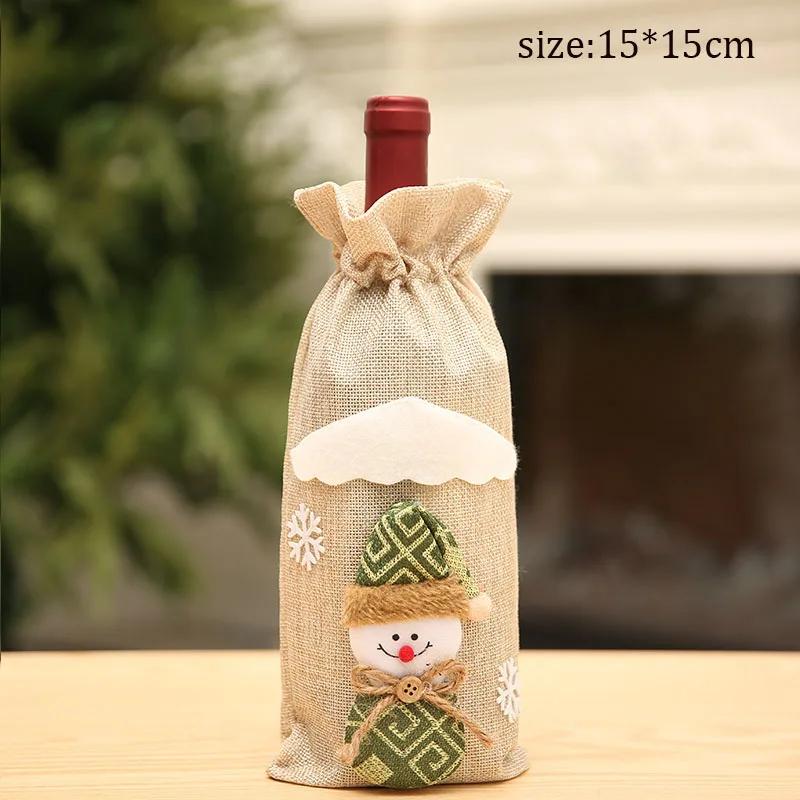 Christmas Wine Bottle Cover Set of 2 Knitted Santa Elk Snowman Cloth Bags for Red Wine Champagne Merry Christmas Happy New Year Decor