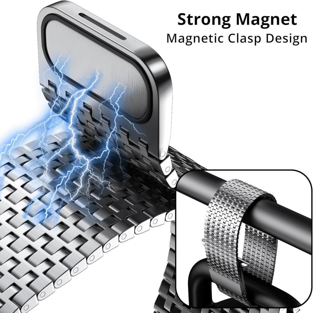 Magnetic Loop Band for Apple Watch Series 11 10 42mm / 9 8 7 41mm / SE3 SE2 SE 6 5 4 40mm / 3 2 1 38mm Stainless Steel Watch Strap Needle-Link Design