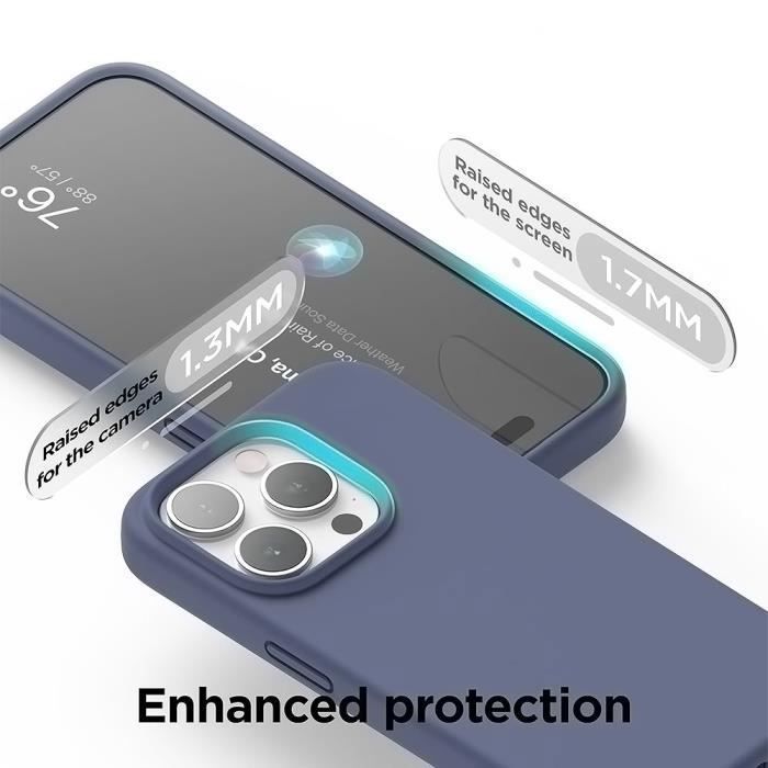 Coque de protection - BOOLING - pour iPhone 16 Pro - Silicone Liquide - Slim - Bleu Nuit