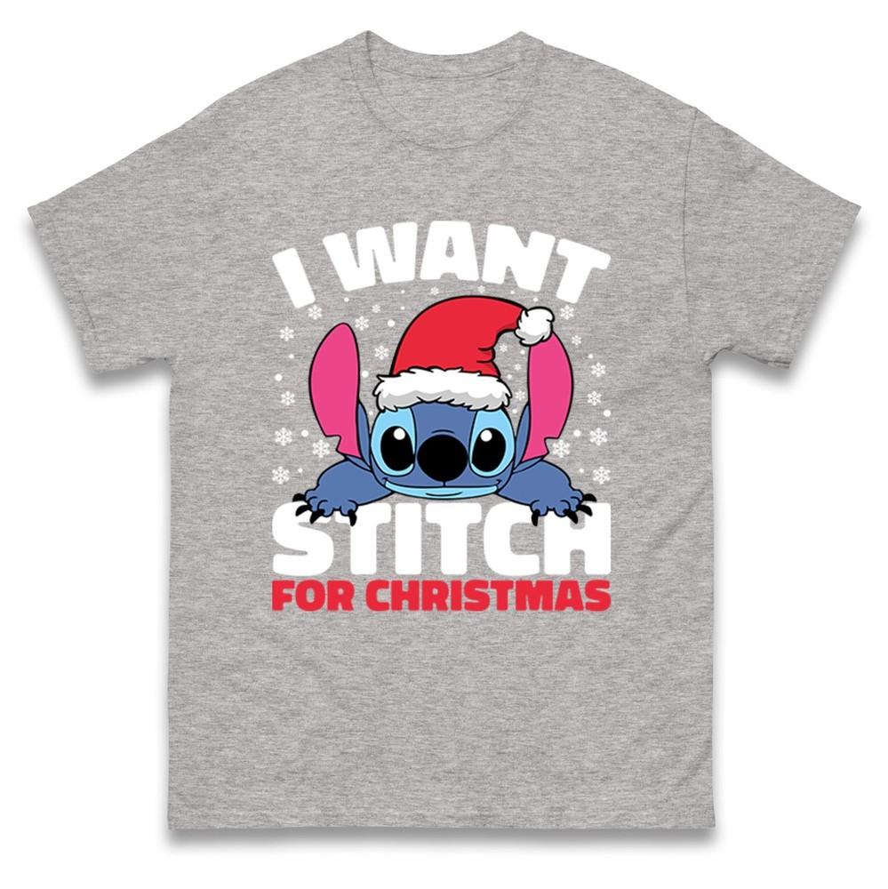 I Want Stitch For Christmas T Shirt Xmas Festive Tee Top Xmas Gift Tee