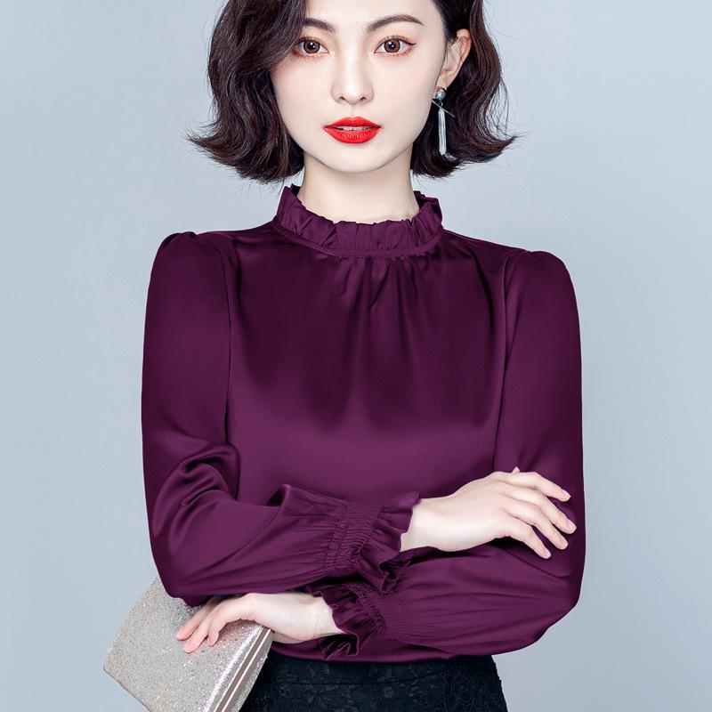 Женская осенняя рубашка First-line Cut Label из шелка Mulberry, рубашка, женский шелковый топ Temperament
