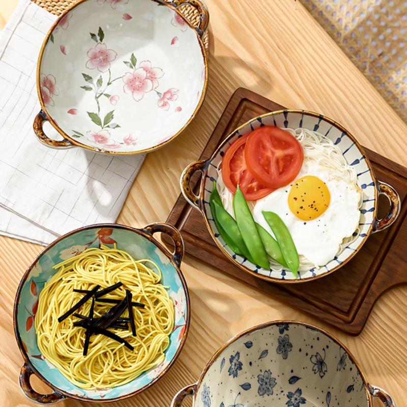 7,5-дюймовая японская миска для лапши, керамическая суповая миска с ручкой, салатница, паста, кухонная посуда, посуда для микроволновой печи