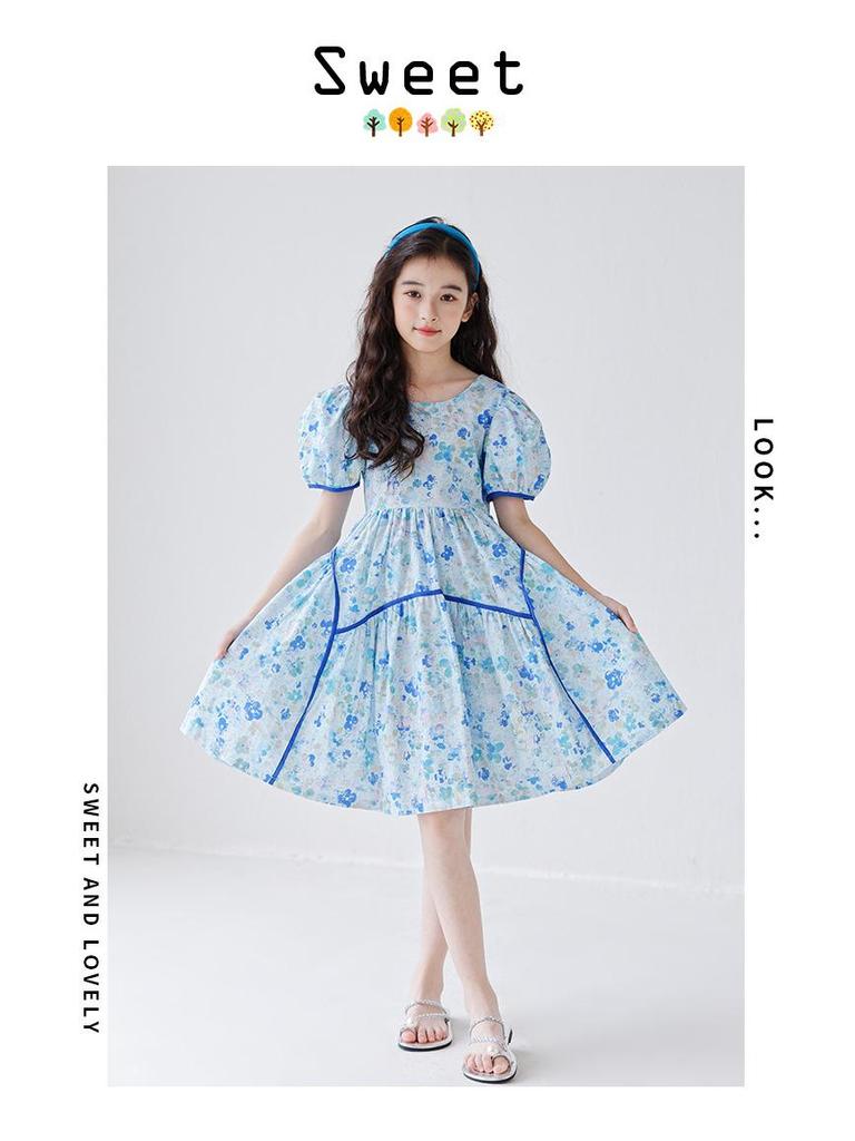 Летнее платье принцессы с цветочным принтом и сборками-смоками для мамы и дочки - Пляжный наряд в корейском стиле для девочек