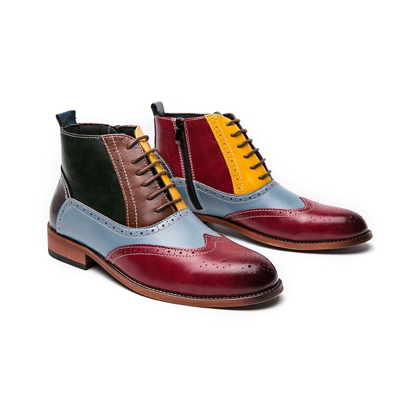 Модные новые смешанные цвета мужские ботильоны на молнии с квадратным носком и шнуровкой на щиколотке, ручная работа, бесплатная доставка, мужские ботинки Botas De Hombre