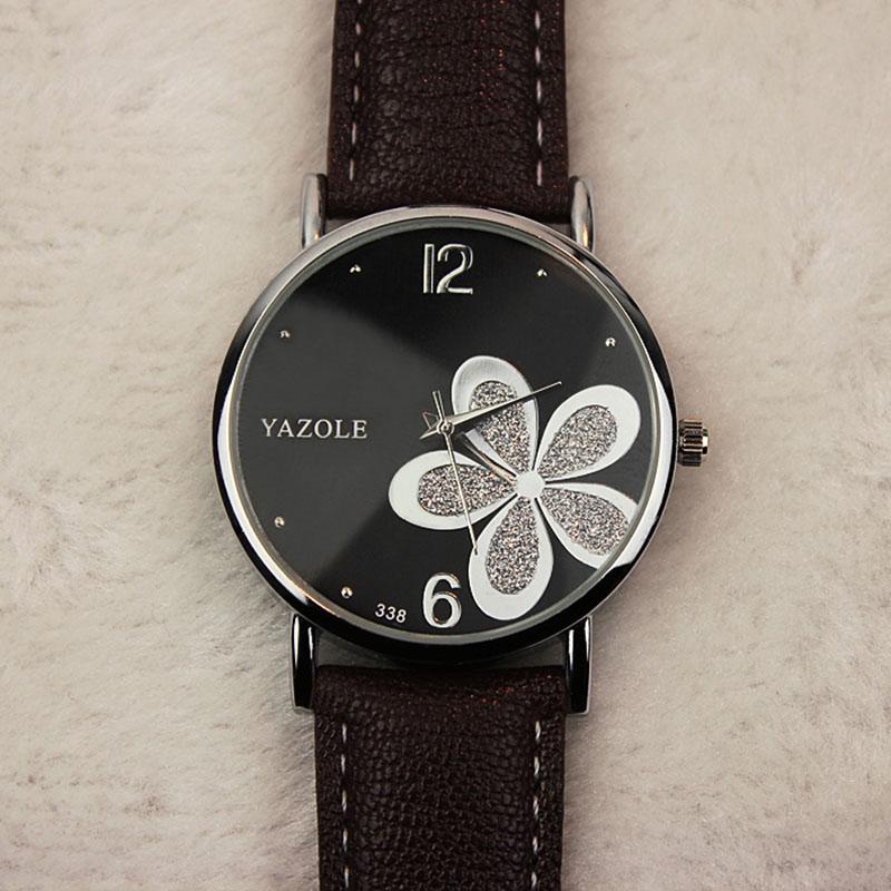 YAZOLE Wrist Watch Luxury Crystal Ladies Watch Women Watches Flower Women's Watches Leather Clock zegarek damski reloj mujer