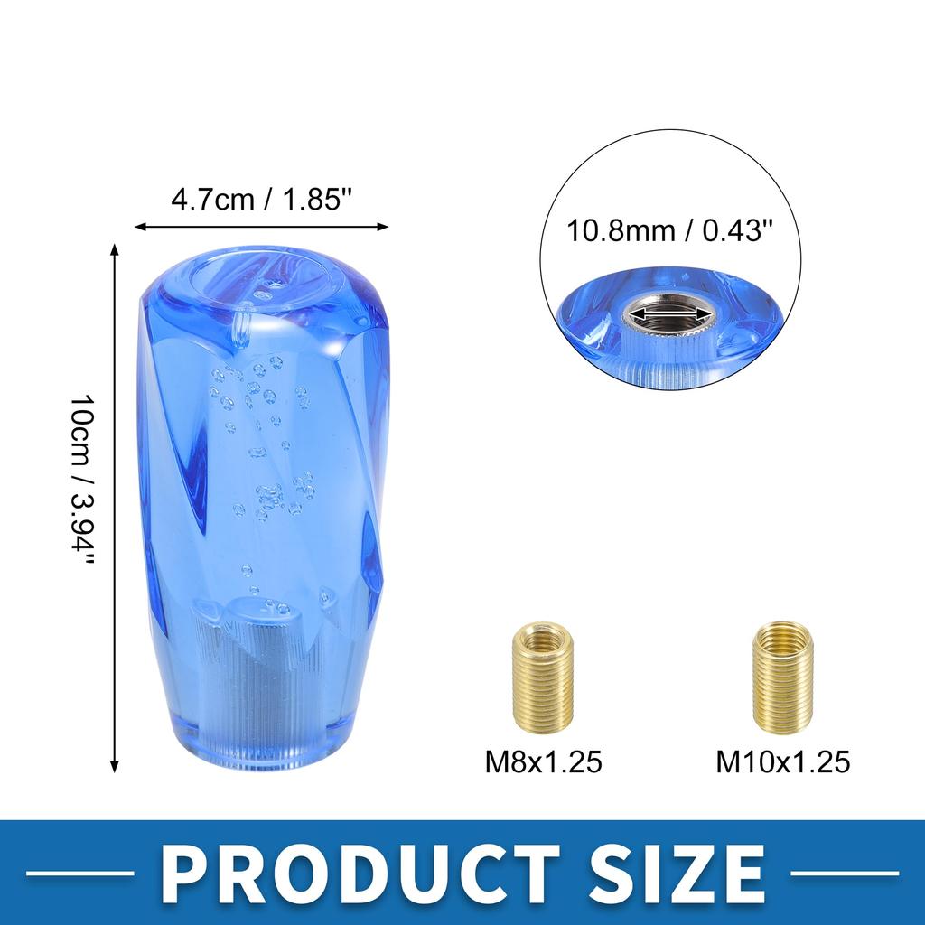 A ABSOPRO Universal Shift Knob 10cm Stick Shifter Lever Knob with 2 Adapters for Auto and Manual Vehicles Acrylic Blue