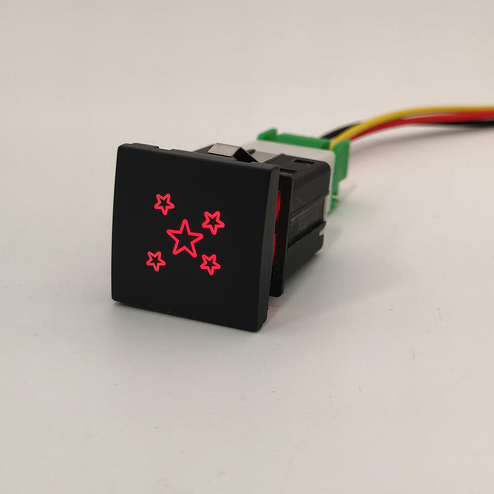 24mm*24mm 1Pc Car Red LED Light DRL Power On Off Music Modified Switch Button With Wire For VW Golf 6 MK6 Jetta 5 MK5 Scirocco
