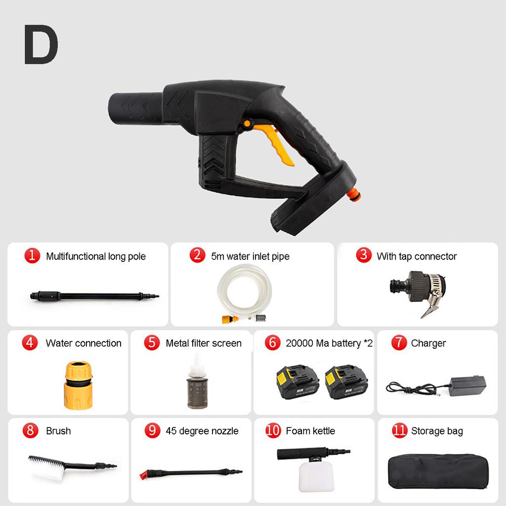 Беспроводная автомобильная стиральная машина, зарядка литиевой батареи, портативный водяной пистолет с водопроводной трубой, инструменты для автоматической мойки, детали для чистки автомобиля 21 В