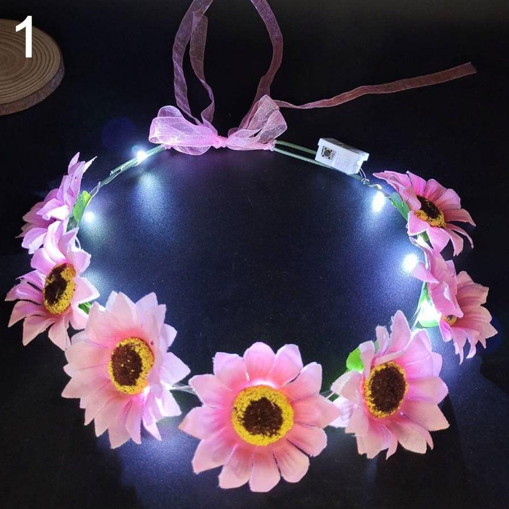 Hairband Glowing LED Wreath Halloween Crown Flower Light Up Headband Christmas Party Decoration