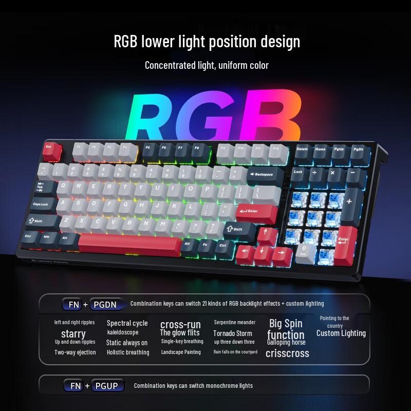 Lenovo GK10 98 Вт Трехрежимная Беспроводная Механическая Клавиатура RGB с Горячей Заменой