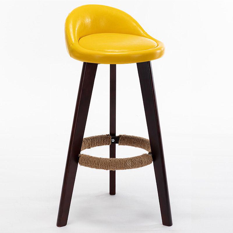 Скандинавский минималистичный барный стул из массива дерева со спинкой для дома или кафе