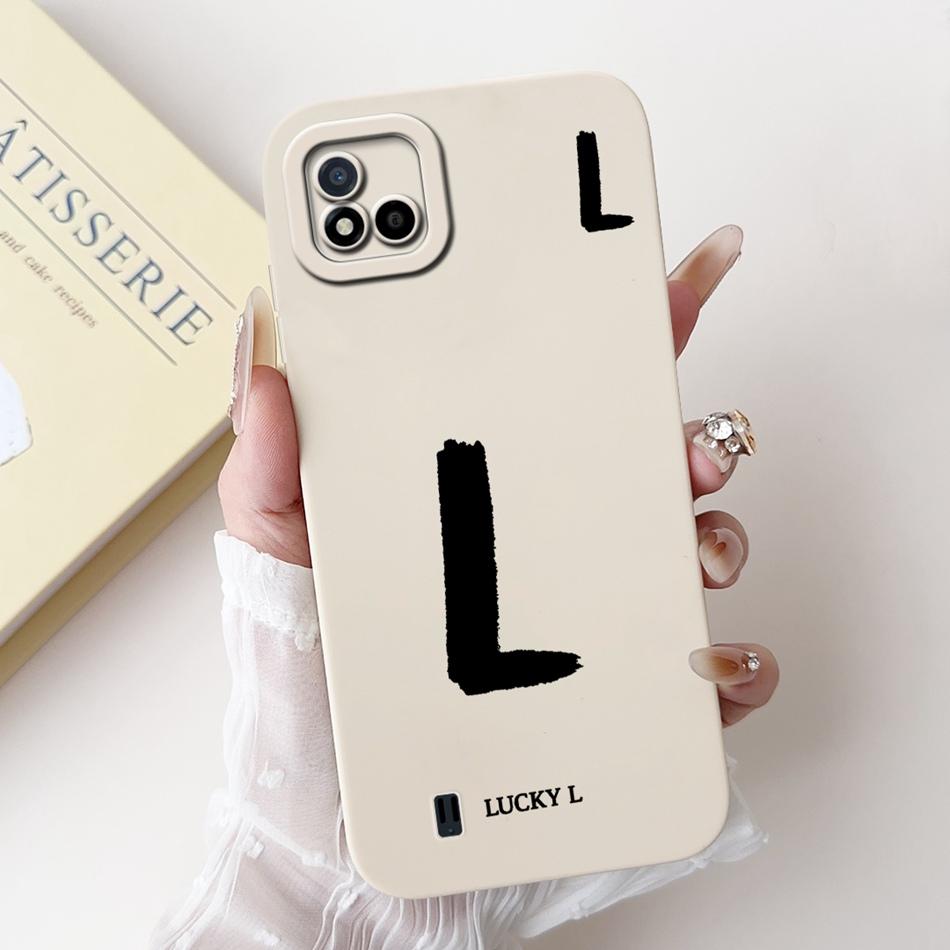 Для Realme C11 (2021) Счастливый чехол для телефона с первой буквой для Realme C11 2021 2020 RMX3231 RMX2185 Мягкий силиконовый противоударный чехол