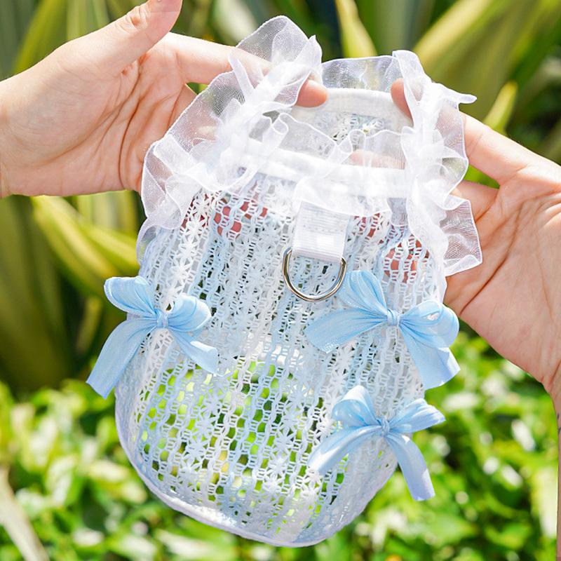 Pet Fairy Dress Cut-out Lace Vest Spring and Summer Dog Clothes Dog Clothes Cat Clothes Halter Top