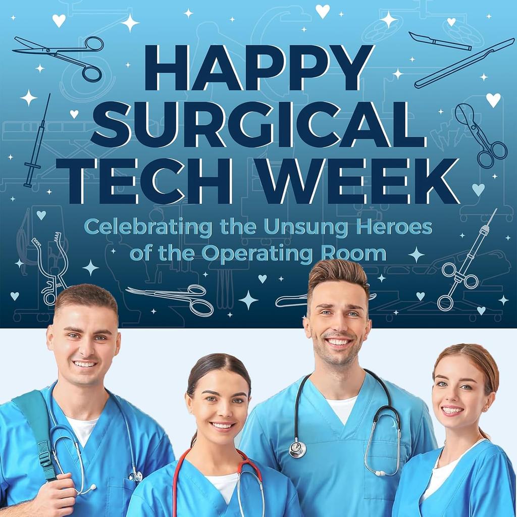 Happy Surgical Tech Week Banner 70.87 x 45.3 Inches – Celebrate with Surgical Tech Week Party Decor, Decorations & Appreciation for the Unsung