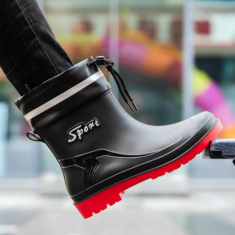 Men's Rain Shoes Short Non-slip Closed Rain Boots Velvet Water Boots Kitchen Work Water Shoes Short Rubber Shoes