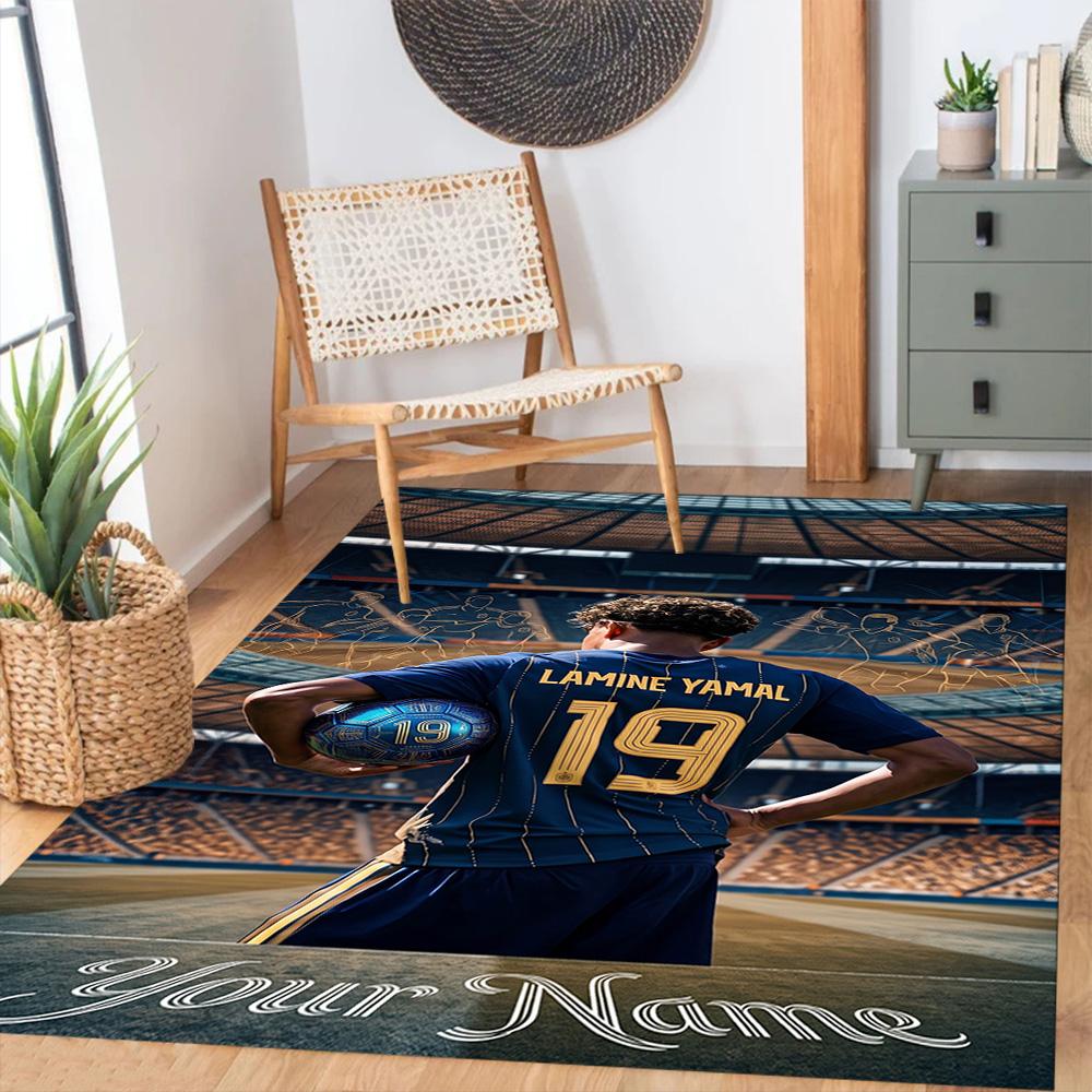 Lamin Yamal Personalized Name Area Rug Suitable For Entryway Hallway Bedrooms Game Room Antislip Carpet Anime Office Decor