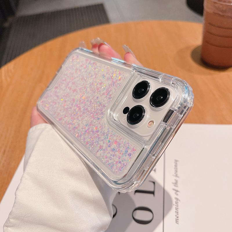 Для iPhone14 Promax Чехол для мобильного телефона Три-в-одном Светящийся Блестящий Клей Противоударный и Ударопрочный