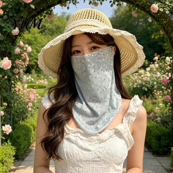 Lightweight Summer Face Mask Women Neck Sun Protection Mask, Cotton Dot Print UV Outdoor Cycling Cover, Foldable Gaiter Scarf for Driving Camping