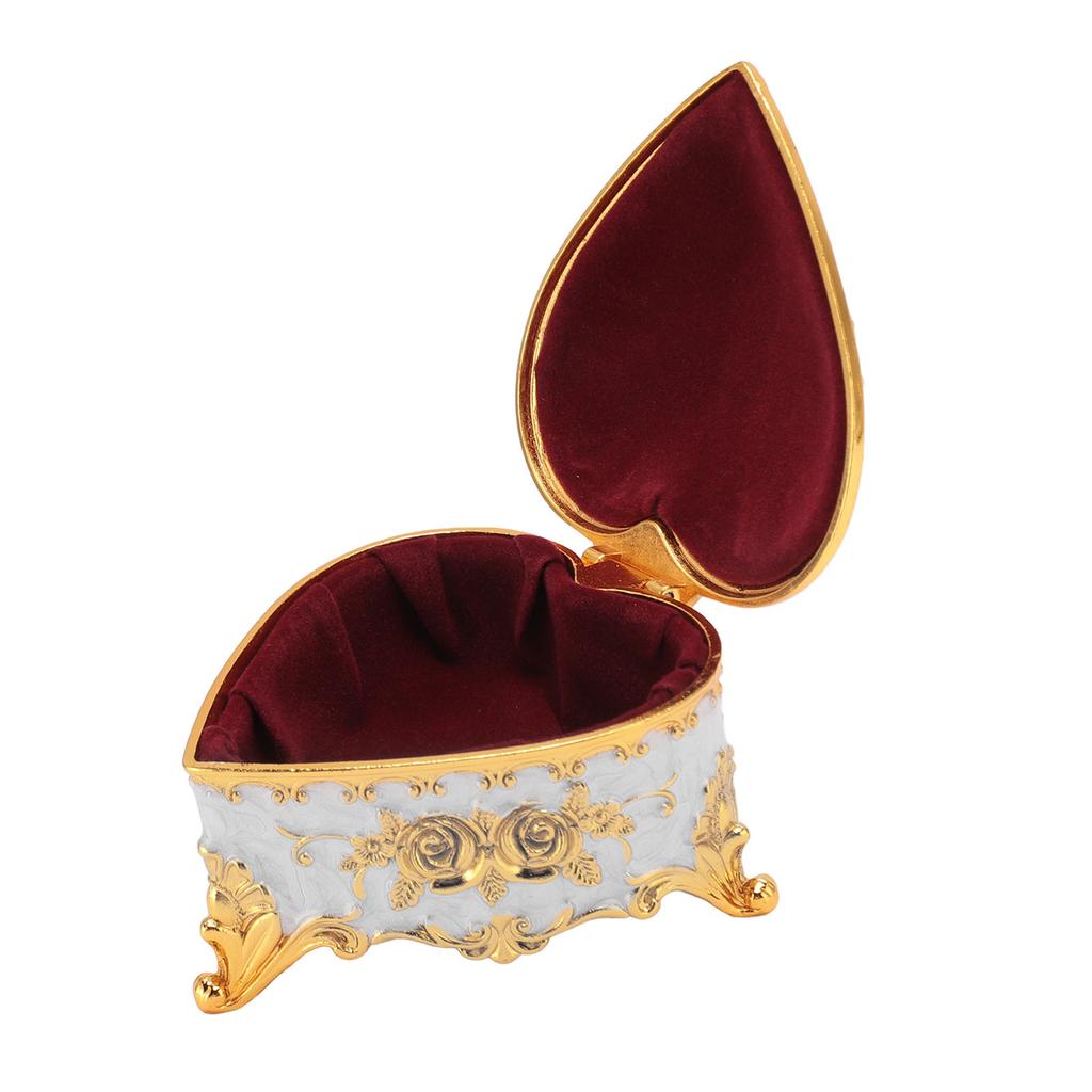 Small Jewelry Box Heart Shape Vintage Decorative Box Zinc Alloy Storage Container for Accessories
