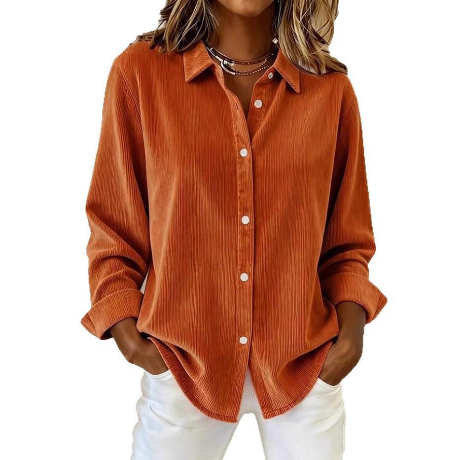 2025 Женская осенне-зимняя вельветовая повседневная рубашка, европейская и американская, новинка