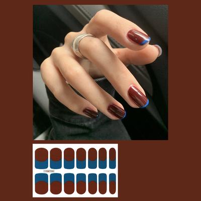 14 шт./лист, однотонная градиентная наклейка для ногтей, готовый маникюр, быстрый Nial
