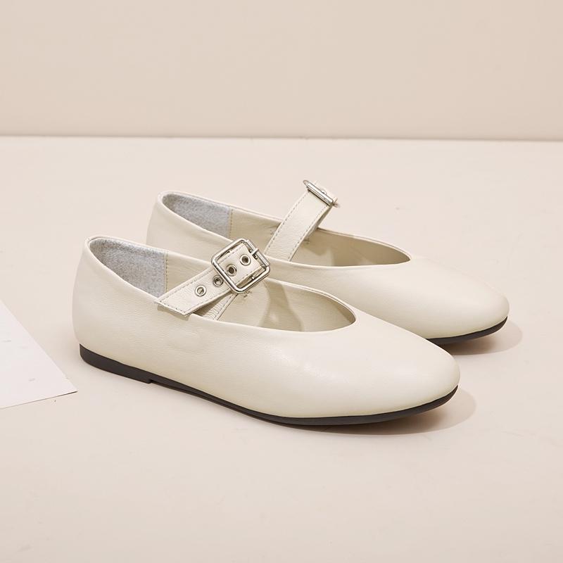 Женская обувь Мэри Джейн, весенне-осенняя винтажная женская обувь из натуральной кожи, балетки с острым носком, повседневная женская обувь на плоской подошве