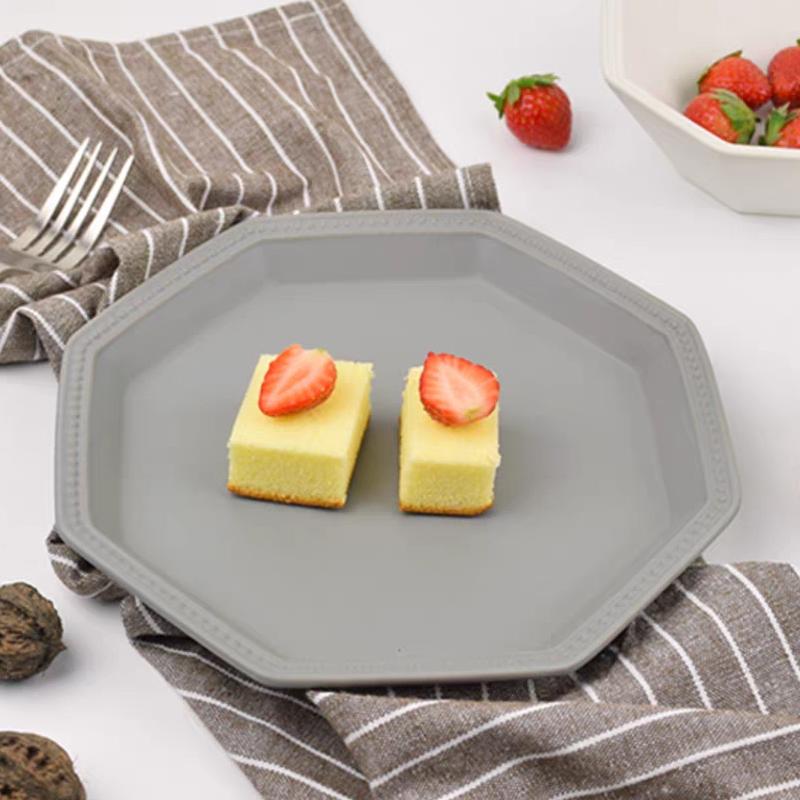 8-дюймовая цветная керамическая обеденная тарелка с геометрическим узором, поднос для десерта, послеобеденный чай, блюдце для печенья, формы для торта, пригодные для использования в микроволновой печи