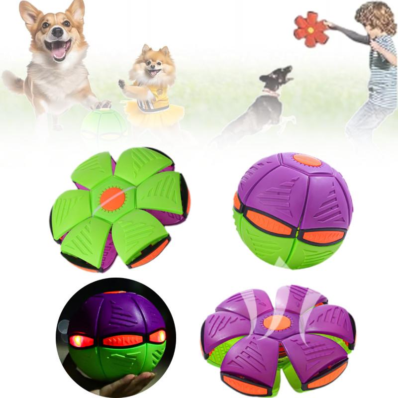 Ball Saucer Flying Deformation Bouncing Music Lights Kid Toy Pet Outdoor