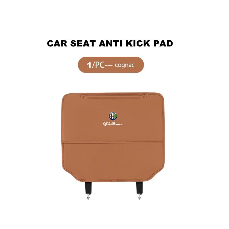 2pcs Leather Car Seat Anti Kick Pad Seat Back Protector Mats For Alfa Romeo Giulia 147 Mito 156 159 166 GT Stelvio Brera VolanteMX1