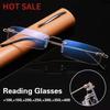 Очки для пресбиопии с защитой от синего света, без оправы, с портативным держателем для ручек, противоударные, с высокой четкостью, против усталости, для чтения