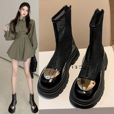 Полые ботинки Мартин женские весна и лето новые сетчатые на толстой подошве дышащие прохладные ботинки обувь с отверстиями универсальные сандалии