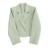 Весенний женский однотонный укороченный блейзер с лацканами и длинным рукавом, двубортный офисный пиджак, костюм, пальто, рабочая одежда