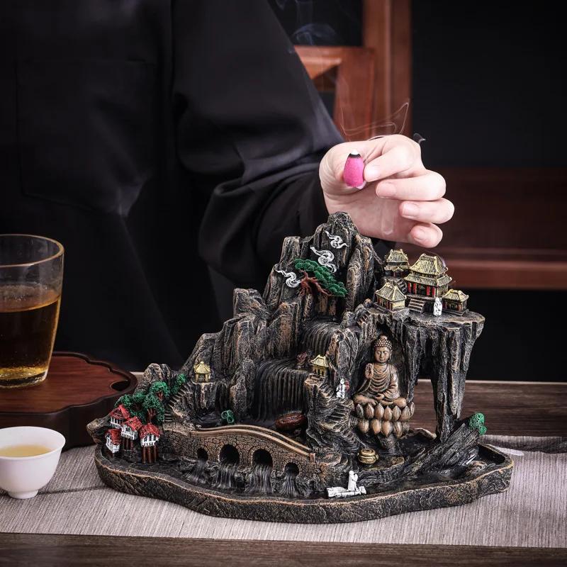 Домашний декор Большая смоляная курильница для благовоний Дзен-украшение для помещений Курильница для благовоний Украшение для гостиной Водопад с благовониями
