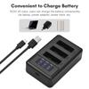 NP-BX1 Battery Charger 3-Slot with LED Indicators + 3pcs NP-BX1 Batteries 3.6V 1350mAh with USB