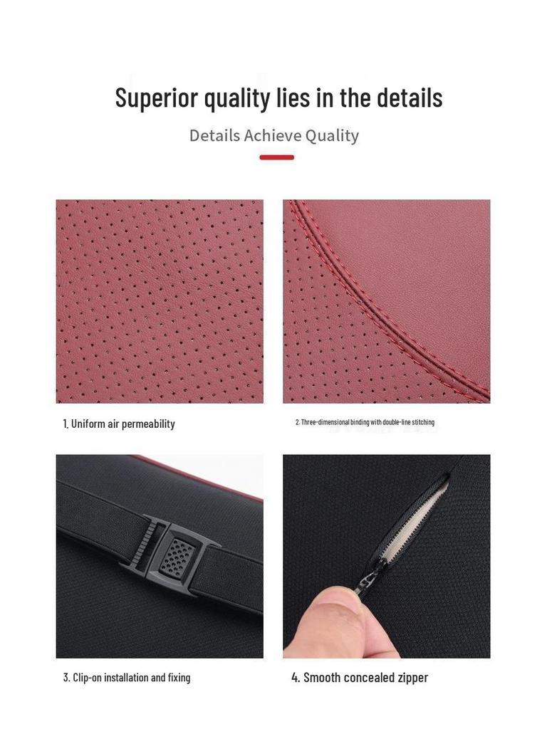 Mercedes-Benz Genuine Leather Car Headrest & Back Cushion - Universal Pillow for E300L, C260, GLC (All Seasons)