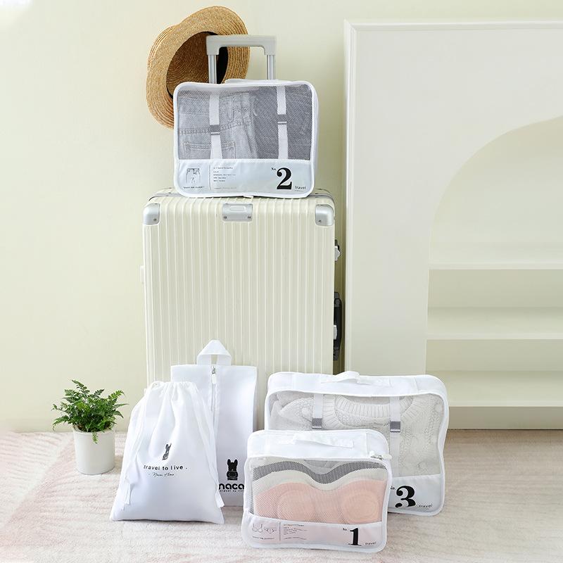 Travel Storage Bag Travel Portable Clothes Storage Makeup and Toiletry Bag Luggage Packing Bag 7-piece Set