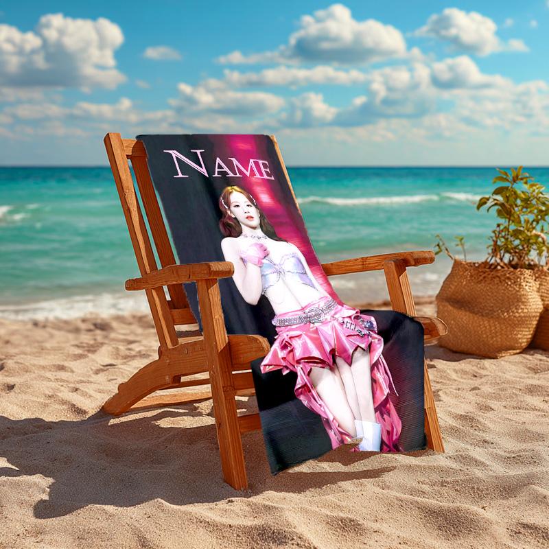 Personalized customized proof beach towel with Wonyoung pattern - soft, absorbent,quick-drying,perfect swimming,camping&bathing
