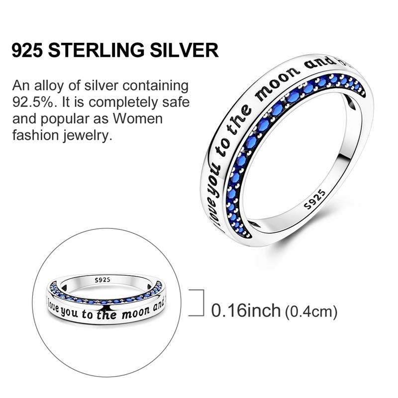 Original Rings 925 Silver Simple Sparkling Heart Bow Dragon Firefly Star Moon Ring for Women Girls Wedding Jewelry Gift