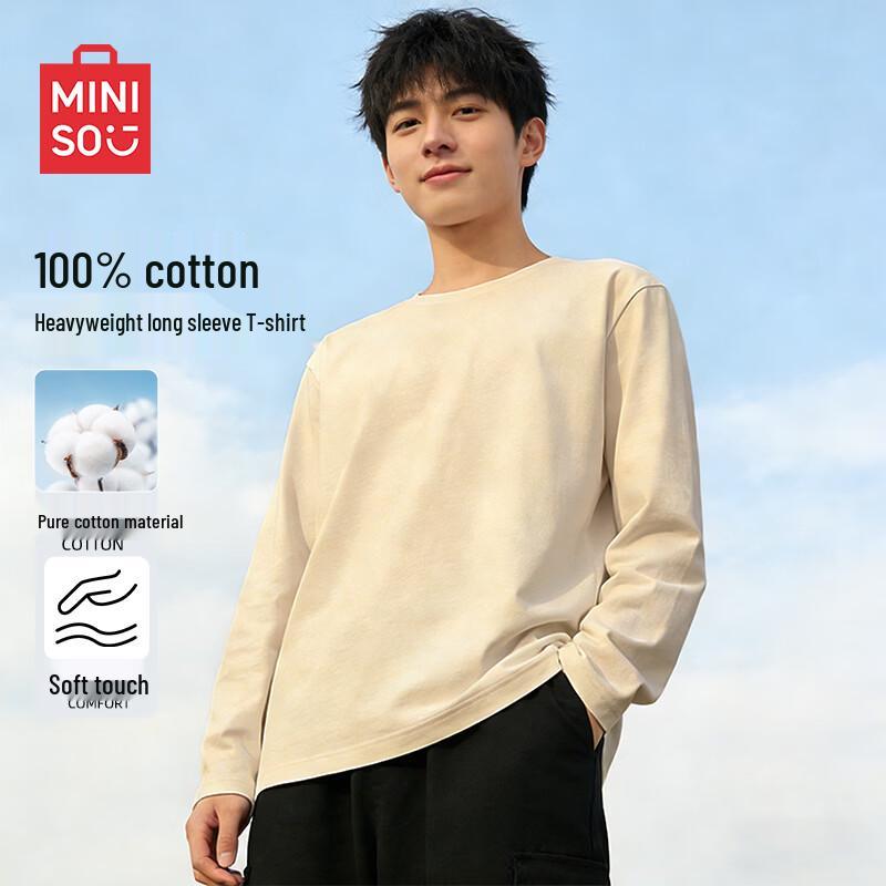 MINISO Мужская весенняя американская тяжелая футболка с длинным рукавом