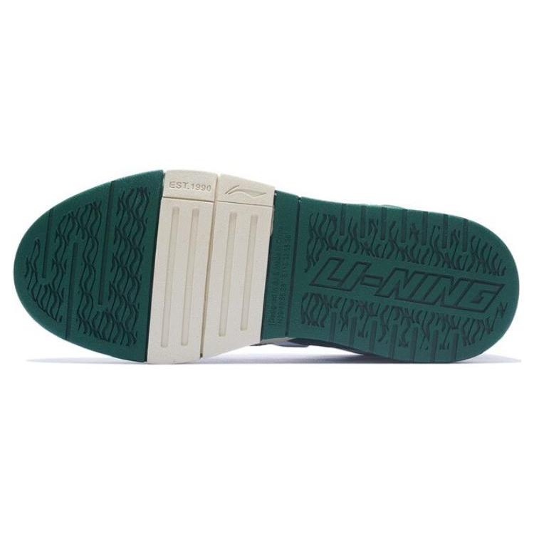 Li Ning Wave Pro Синтетическая кожа Устойчивая к истиранию Дышащая Низкие Скейтбордические кроссовки Женские Белый Зеленый AECS092-1